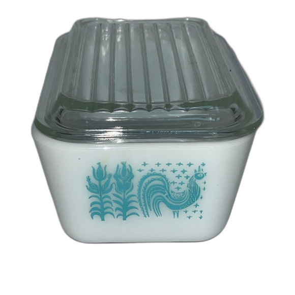 Vintage Pyrex Amish Butterprint Fridge Dish 0502 Clear Ribbed Lid 1 1/2 Pint - Picture 2 of 6